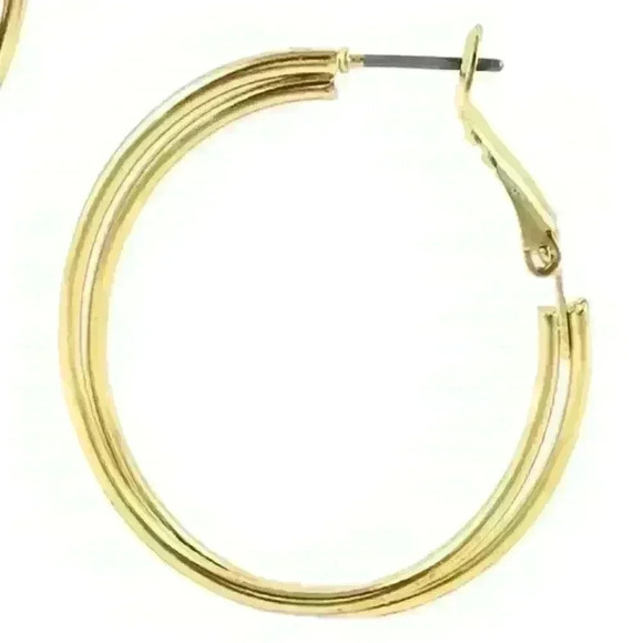 NWT Classic 18K Gold-Plated/1.7" Double Hoop Hypoallergenic Earrings - Picture 8 of 15